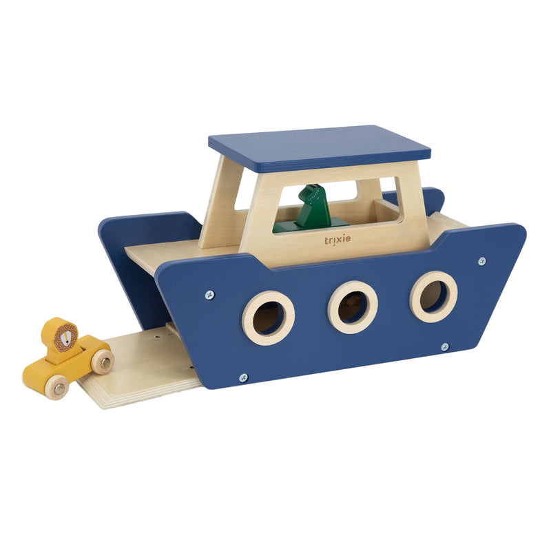 Afbeelding laden in galerijviewer, Trixie houten dieren veerboot