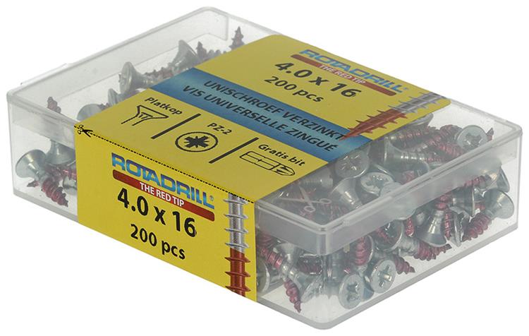 Afbeelding laden in galerijviewer, Rotadrill 1039970 - universeelschroef vkpzd vz 4.0x16mm (200) | 4 stuks