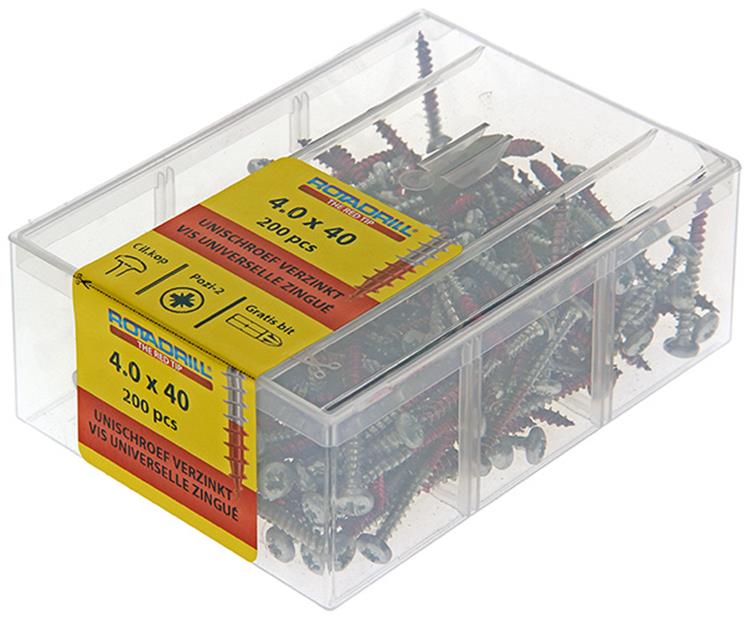 Afbeelding laden in galerijviewer, Rotadrill 1040032 - universeelschroef ckpzd vz 4.0x40mm (200) | 4 stuks