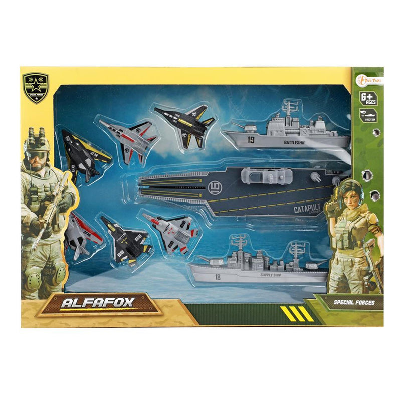 Afbeelding laden in galerijviewer, Toi-toys toi toys alfafox militair vliegdekschip + lanceer straaljagers
