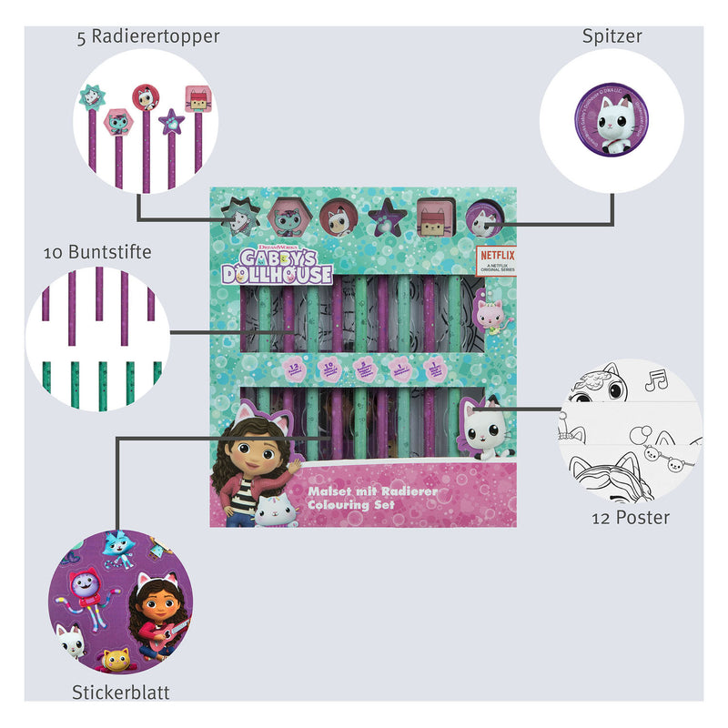 Afbeelding laden in galerijviewer, Undercover kleurset met gummen gabby's poppenhuis, 29dlg.