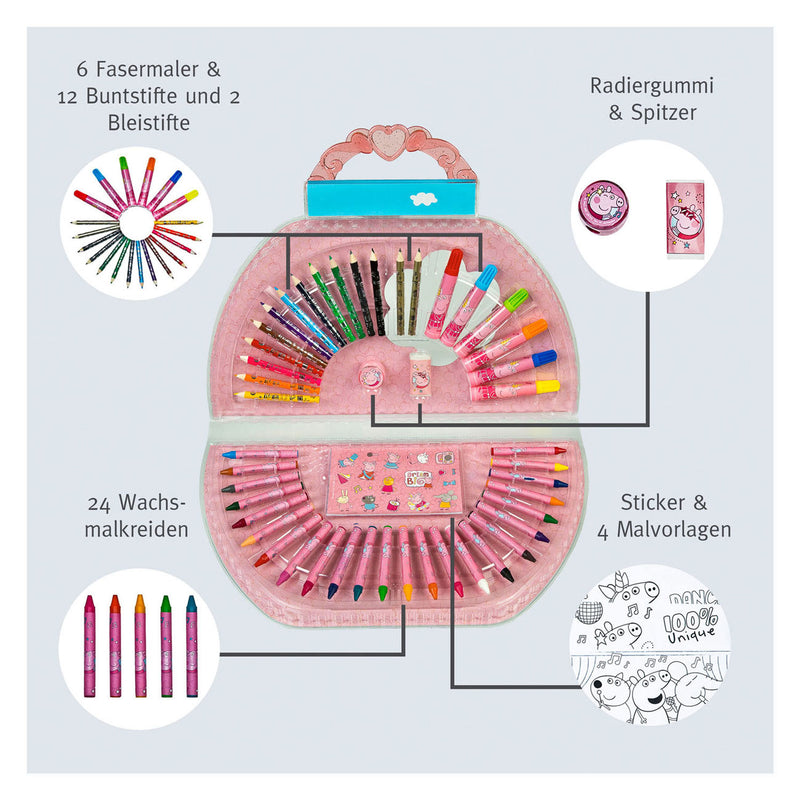 Afbeelding laden in galerijviewer, Undercover Kleurkoffer Peppa Pig, 51dlg.