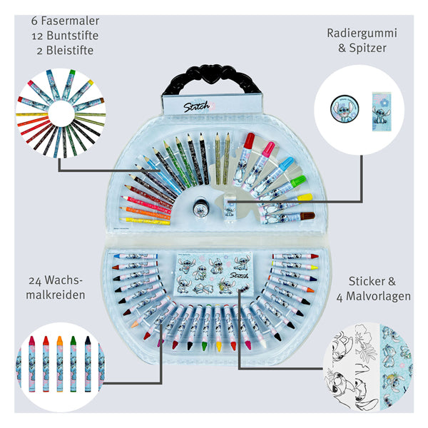 Afbeelding laden in galerijviewer, Lilo stitch van der meulen kleurkoffer stitch 51-delig creatieve set kinderen.