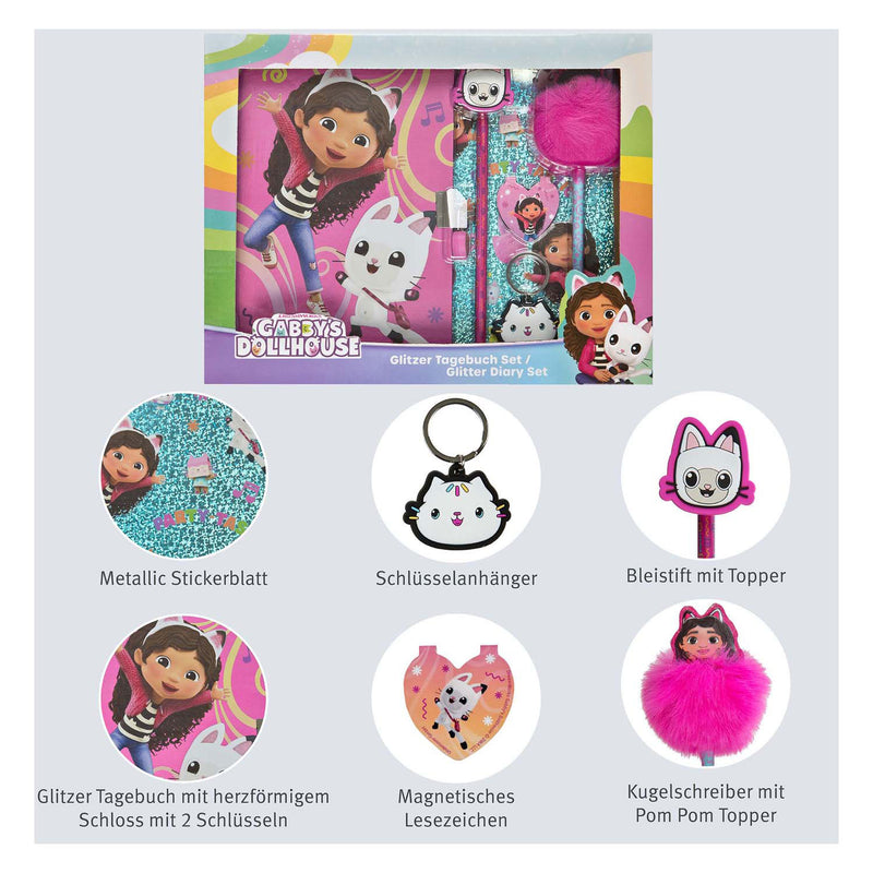 Afbeelding laden in galerijviewer, Glitter dagboek set gabby's poppenhuis - 6dlg.