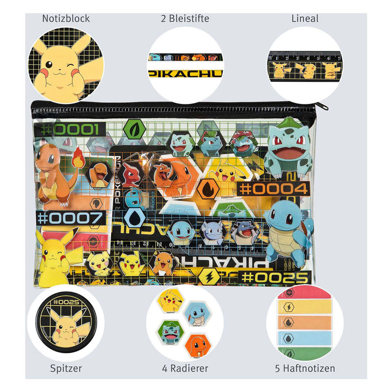 Afbeelding laden in galerijviewer, Merkloos sans marque pokemon - etui schrijfset - inclusief potloden en gum