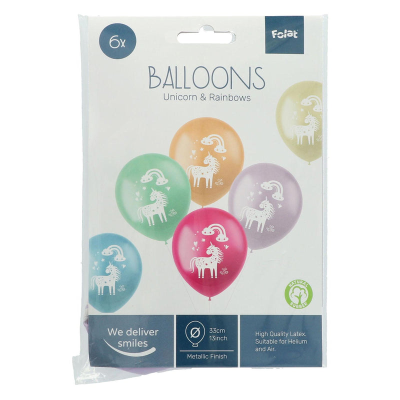 Afbeelding laden in galerijviewer, Folat bv latex ballonnen unicorns rainbows, 6st.