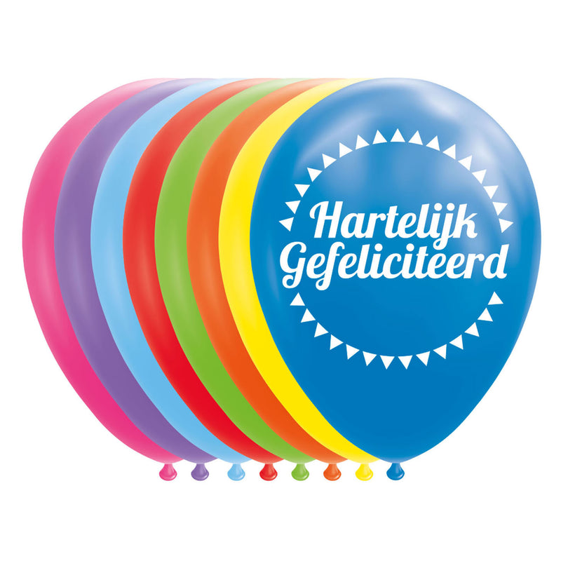 Afbeelding laden in galerijviewer, Globos ballonnen hartelijk gefeliciteerd mix kleuren 30cm, 8st.
