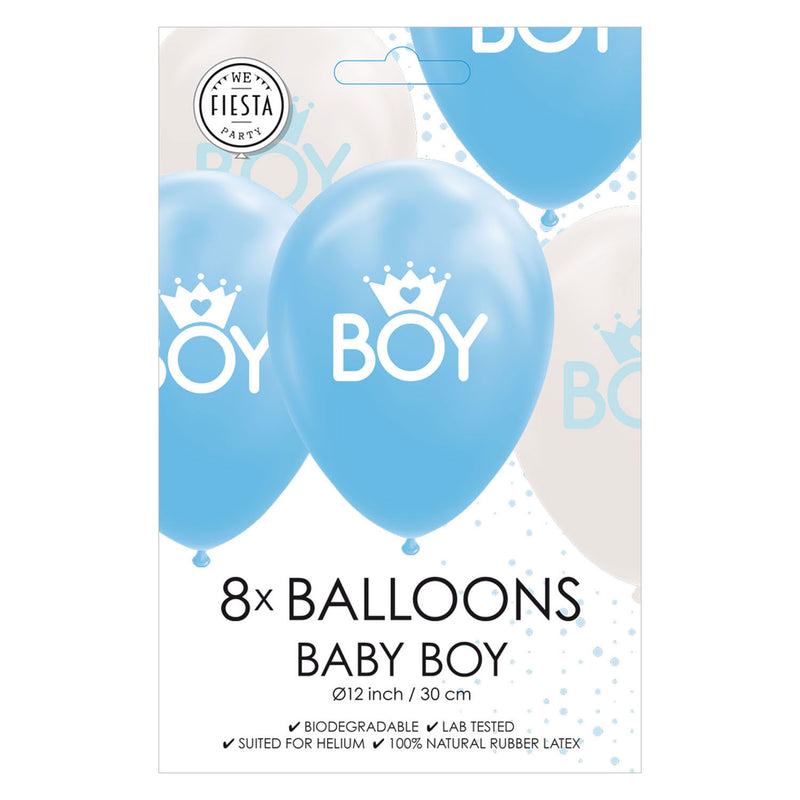 Afbeelding laden in galerijviewer, Globos ballonnen zoon baby blauw wit 30cm, 8st.