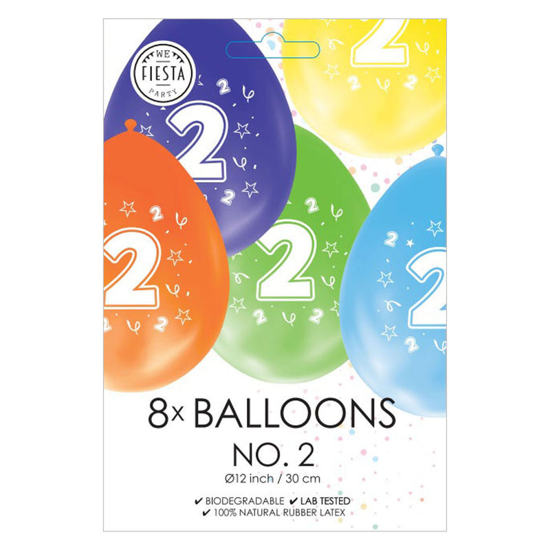 Afbeelding laden in galerijviewer, Globos ballonnen 2-zijdig geprint cijfer 2, 8st.
