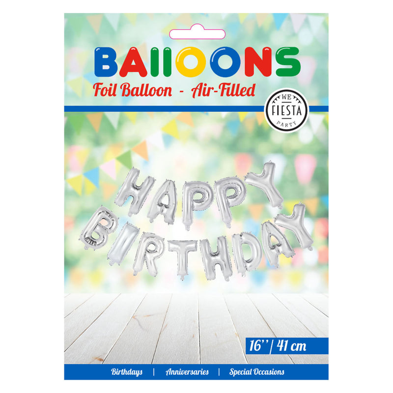 Afbeelding laden in galerijviewer, Globos folieballon tekst happy birthday zilver