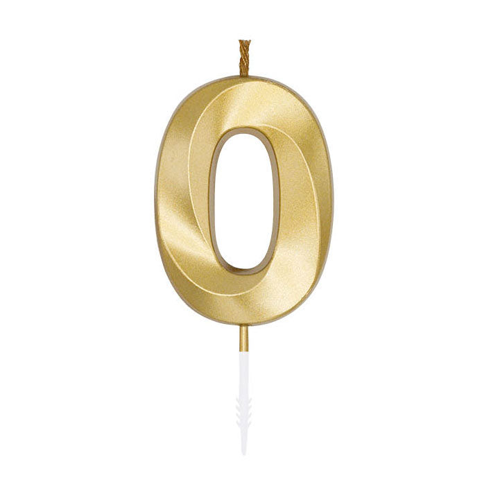 Afbeelding laden in galerijviewer, Globos taartkaars 6cm metallic goud no. 0