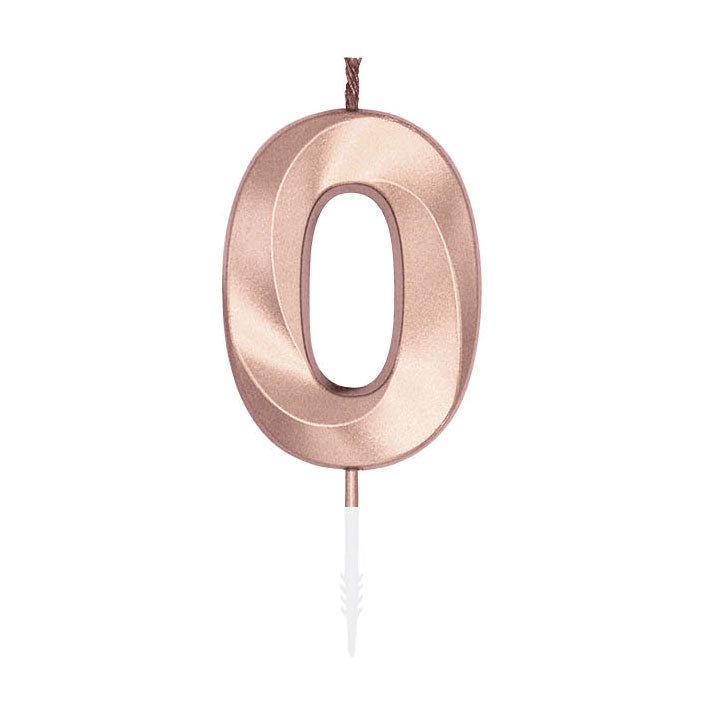 Afbeelding laden in galerijviewer, Globos taartkaars 6cm metallic rose goud no. 0