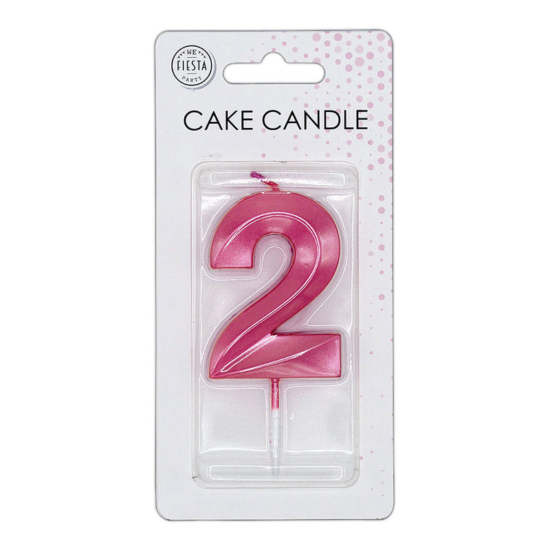 Afbeelding laden in galerijviewer, Globos taartkaars 6cm metallic licht roze no. 2