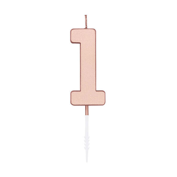 Afbeelding laden in galerijviewer, Globos taartkaars 4,5cm metallic rose goud no. 1