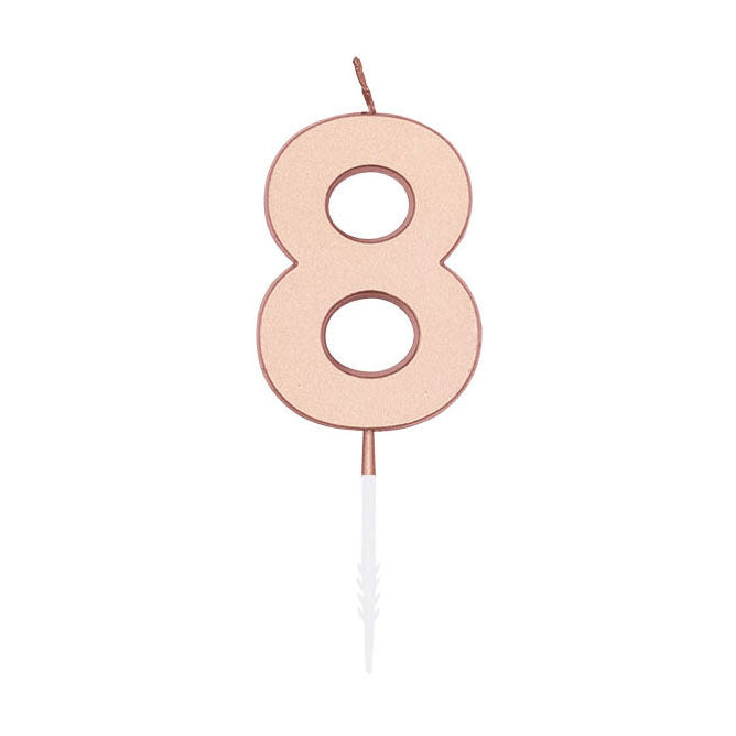 Afbeelding laden in galerijviewer, Globos taartkaars 4,5cm metallic rose goud no. 8