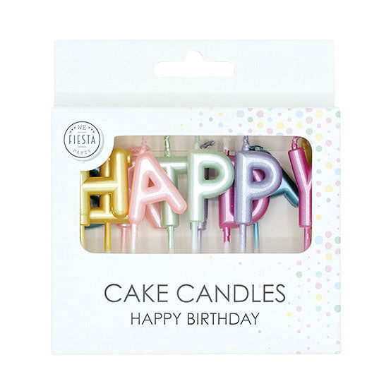 Afbeelding laden in galerijviewer, Globos taartkaarsen set happy birthday pastel kleuren