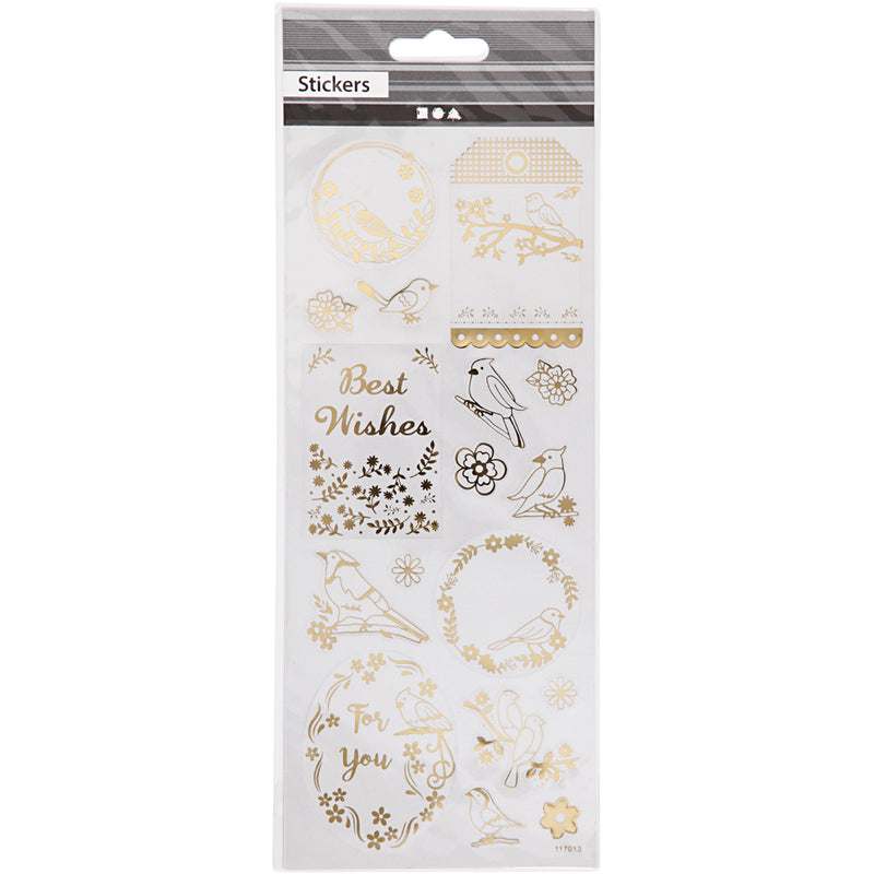 Afbeelding laden in galerijviewer, Https: www.cchobby.nl stickers-vogels-vel-10x24-cm-ca-17-stuk-goud-1-vel