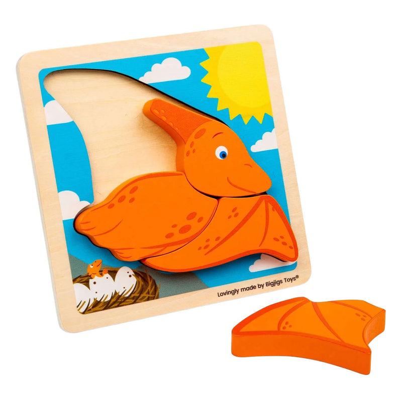 Afbeelding laden in galerijviewer, Bigjigs houten vormenpuzzel pterodactyl - 4st.