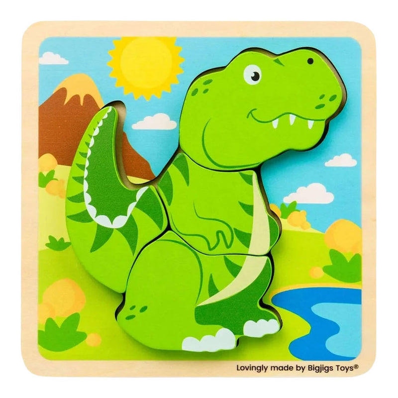 Afbeelding laden in galerijviewer, Bigjigs houten vormenpuzzel t-rex - 4st.