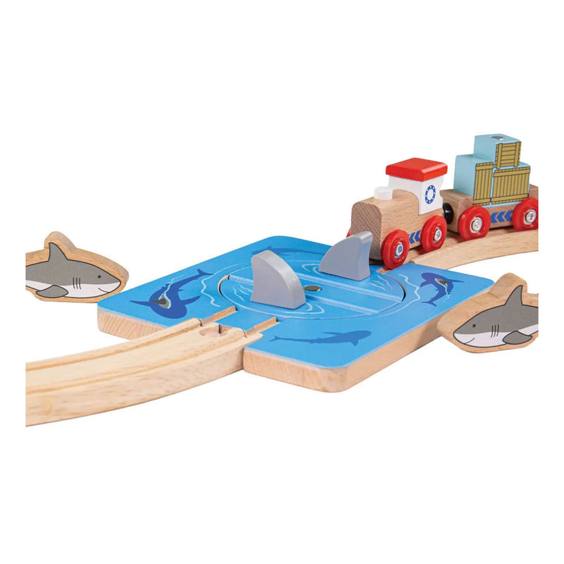 Afbeelding laden in galerijviewer, Bigjigs houten rails - haaienaanval - 4dlg.
