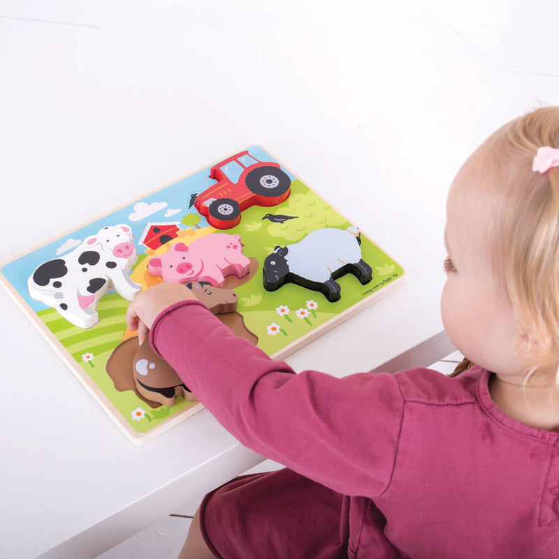 Afbeelding laden in galerijviewer, Bigjigs houten puzzel boerderij, 5dlg.
