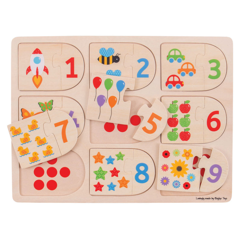 Afbeelding laden in galerijviewer, Bigjigs toys bigjigs houten leerpuzzel getallen, 18dlg.