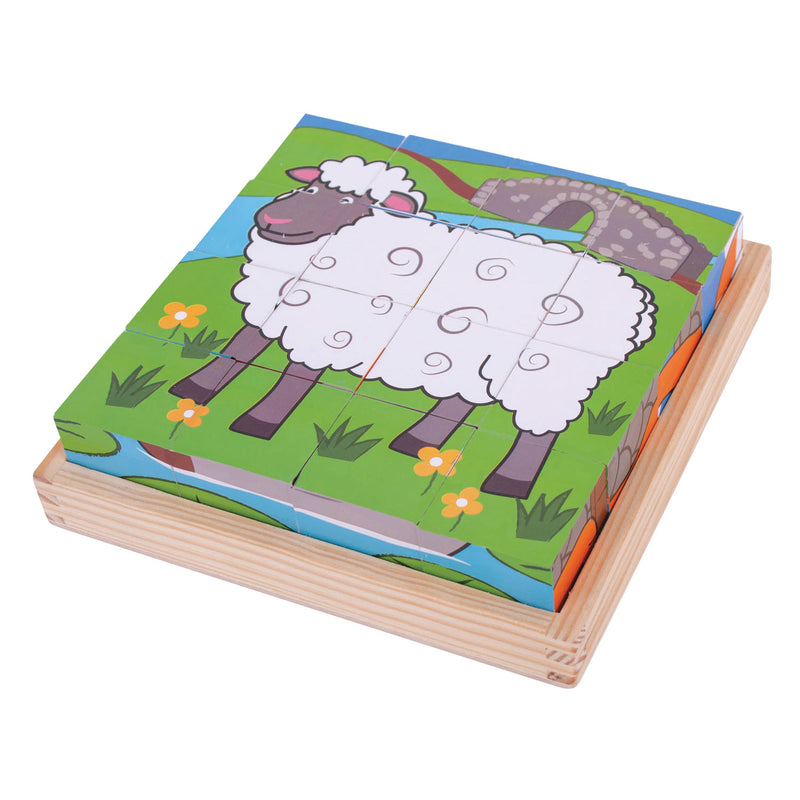 Afbeelding laden in galerijviewer, Bigjigs houten blokpuzzel boerderijdieren