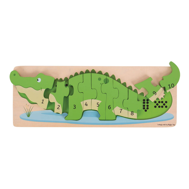 Afbeelding laden in galerijviewer, Bigjigs speelgoed houten puzzel 3d krokodil - bigjigs