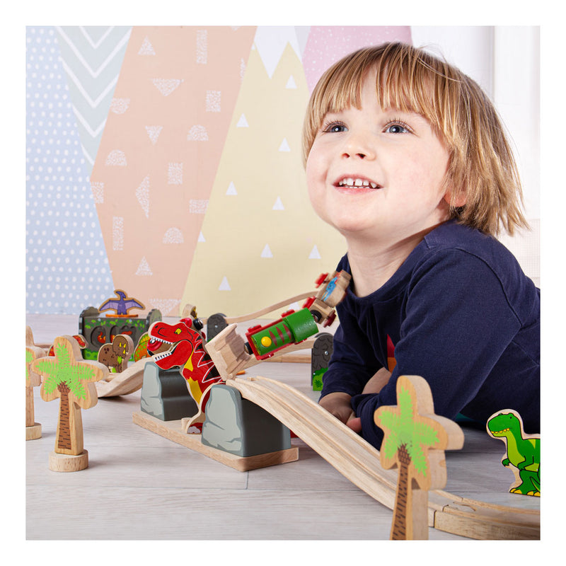 Afbeelding laden in galerijviewer, Bigjigs rail t-rex valbrug - houten treinbaan accessoire