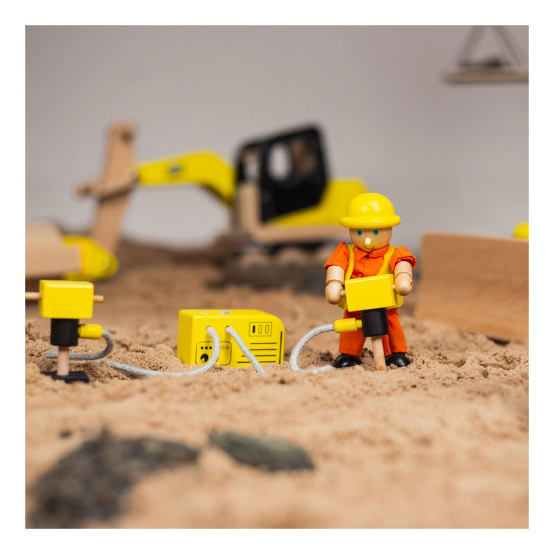 Afbeelding laden in galerijviewer, Tidlo houten poppenhuis bouwvakkers constructie materiaal, 13dlg.