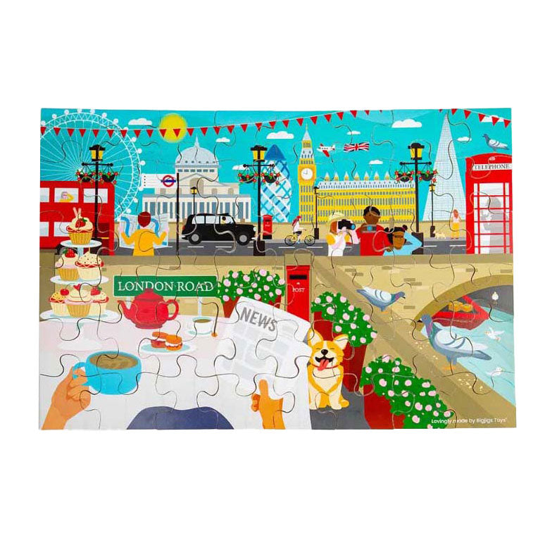 Afbeelding laden in galerijviewer, Bigjigs houten londen stad vloerpuzzel, 48st.