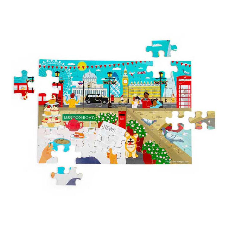 Afbeelding laden in galerijviewer, Bigjigs houten londen stad vloerpuzzel, 48st.