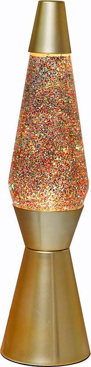 Afbeelding laden in galerijviewer, I-total lavalamp - lava lamp - sfeerlamp - 40x11 cm - glas aluminium - 30w - glitter - goud - xl1770