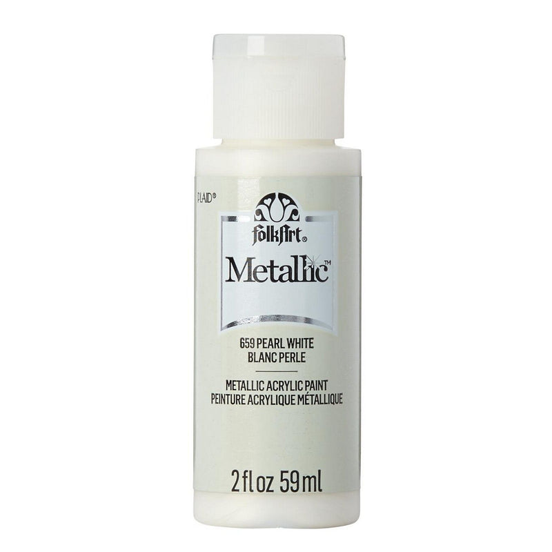 Afbeelding laden in galerijviewer, Folkart • metallic acrylic paint pearl white 59ml