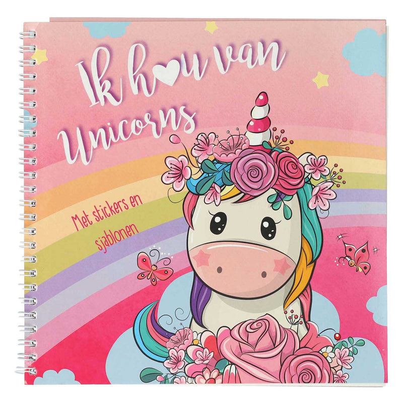 Afbeelding laden in galerijviewer, Mondikaarten sticker- en sjablonenboek ik hou van unicorns