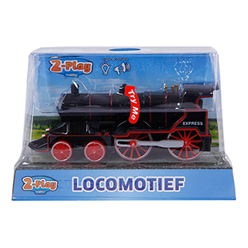 Afbeelding laden in galerijviewer, 2-play locomotief met licht en geluid pull-back 14 cm zwart