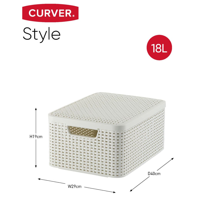 Afbeelding laden in galerijviewer, Curver Curver Opbergmand met deksel Style wit 3 st 240652
