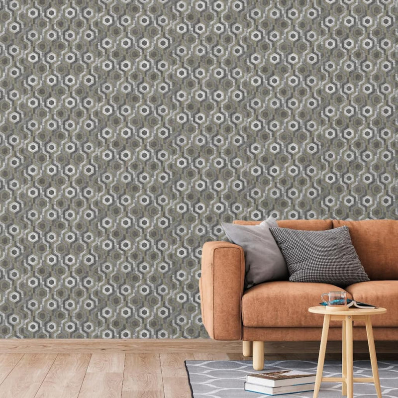 Afbeelding laden in galerijviewer, Dutch wallcoverings behang galactic zilverkleurig en bruin
