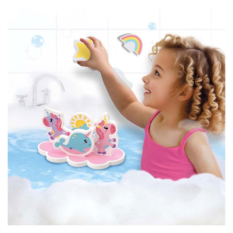 Afbeelding laden in galerijviewer, Ses creative - tiny talents - eenhoorn bad eiland - foam eenhoorns - drijvend badspeelgoed - stimuleert fantasie - creatief spelen - baby badspeelgoed - eenhoorn speelgoed