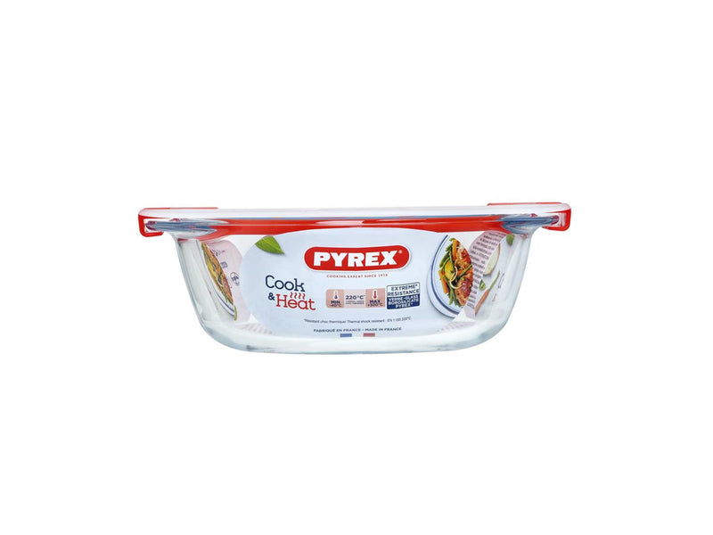 Afbeelding laden in galerijviewer, Pyrex cook heat ovenschaal 20x18x7cm 1,1 liter met magnetronbestendig deksel