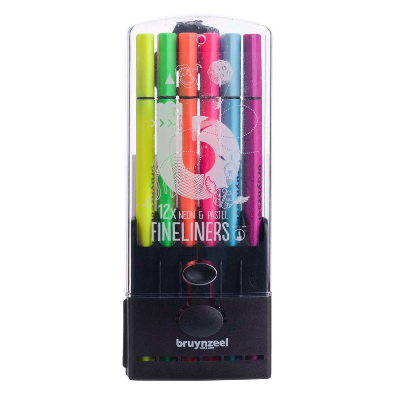 Afbeelding laden in galerijviewer, Bruynzeel fineliner set neon pastel, 12 kleuren