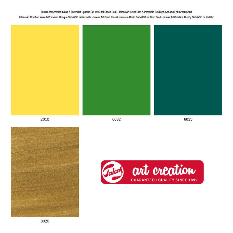 Afbeelding laden in galerijviewer, Talens art creation talens art creat.glas porselein dekkend set 4 x 30 ml groen goud