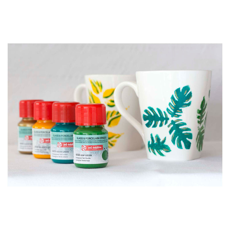 Afbeelding laden in galerijviewer, Talens art creation talens art creat.glas porselein dekkend set 4 x 30 ml groen goud
