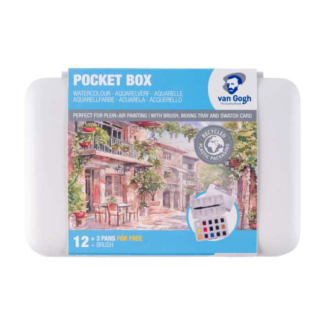 Afbeelding laden in galerijviewer, Bruynzeel van gogh aquarelverf pocket box basic kleuren