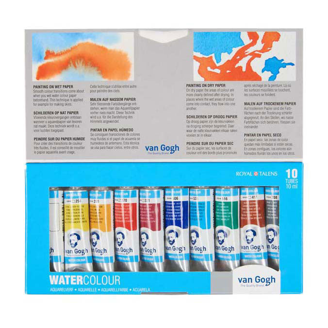 Afbeelding laden in galerijviewer, Bruynzeel van gogh aquarelverf set met 10 kleuren in tubes van 10ml