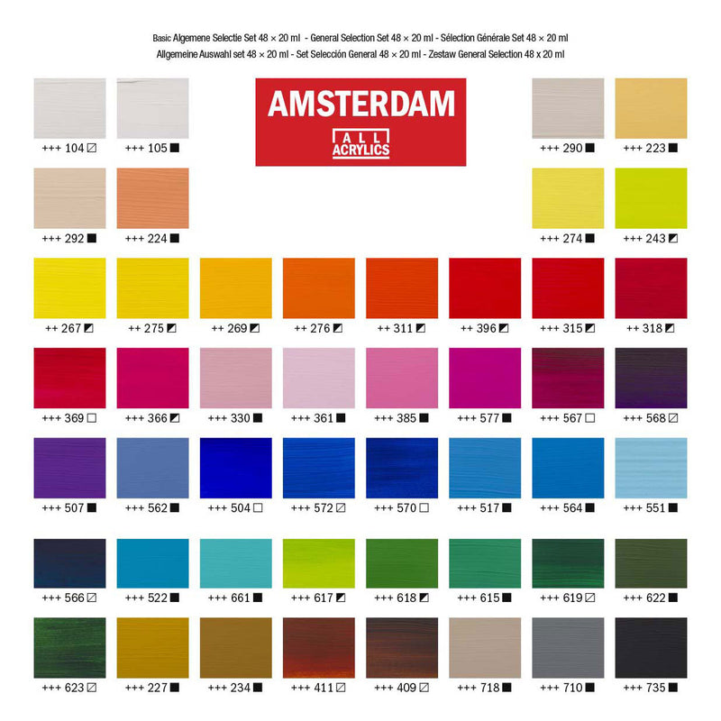 Afbeelding laden in galerijviewer, Amsterdam standard series acrylverf algemene selectie set | 48 × 20 ml