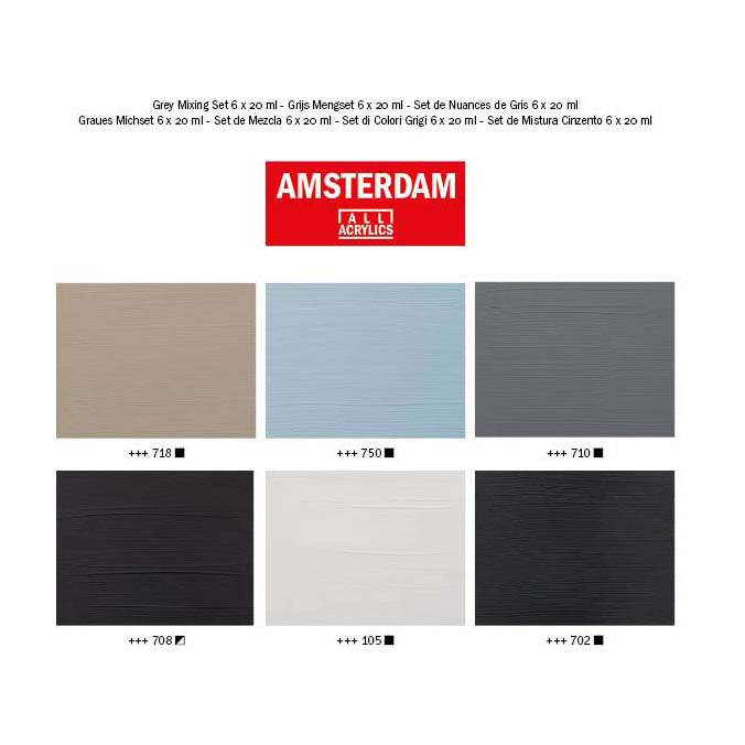 Afbeelding laden in galerijviewer, Amsterdam standard series acrylverf grijstinten set | 6 x 20 ml