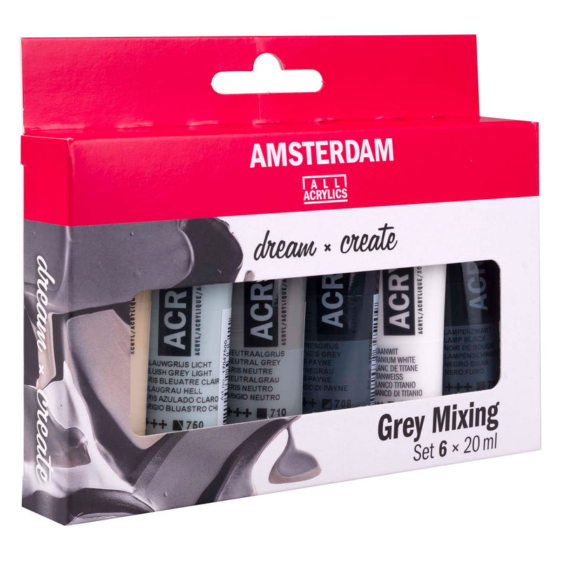 Afbeelding laden in galerijviewer, Amsterdam standard series acrylverf grijstinten set | 6 x 20 ml