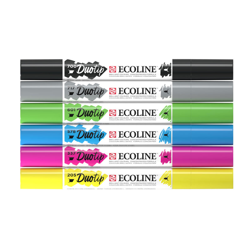 Afbeelding laden in galerijviewer, Talens ecoline duotip markers basisset, 6dlg.