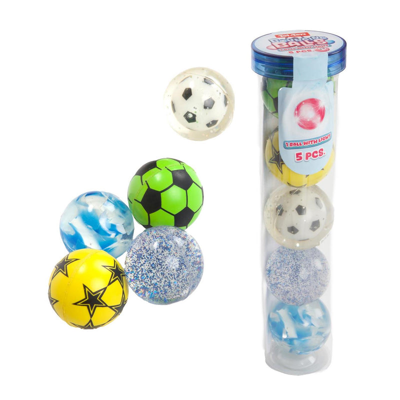 Afbeelding laden in galerijviewer, Toi-toys fun stuiterballen in koker 5 stuks (1 met licht) 4 assorti